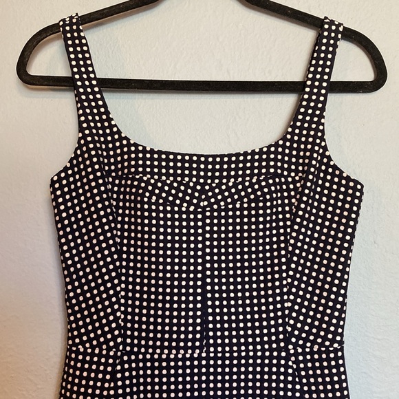 McGinn Womens Size 6 Cora Polka Dot Navy White Mini Tank Dress Structured Square - Picture 4 of 15
